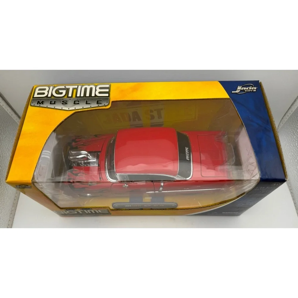 JADA BTM 1955 BEL AIR WITH FLAME 1:24 RED BLOWER BIGTIME MUSCLE NEW IN BOX!